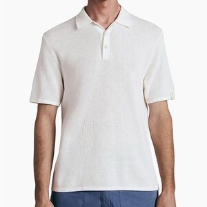Hudson & Barrow Knitwear Off White Cotton Short Sleeve Polo Shirt Size Medium